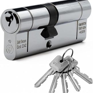 Euro Cylinder Door Lock Chrome - BSI TS007 Sold Secure Gold Anti-Snap - Includes 5 Keys 40/50