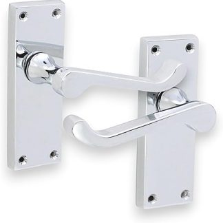 Victorian Scroll Lever Latch Lock Bath WC Privacy Door Handle Chrome/Brass/Satin, Suitable for All Types of Internal Doors (Polished Chrome, Latch Handle)