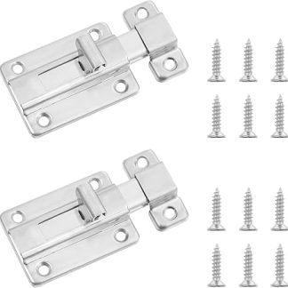 2Pcs Stainless Steel Door Lock, Slide Door Bolt, Doors Lock Bathroom with Mounting Screws, Doors Locks Internal Loft Hatch Latch for Bathroom, Bedroom, Furniture Windows Gate