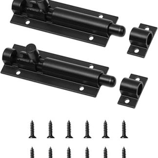 2 Pcs Door Tower Bolt,4inch Slide Barrel Door Bolt,Door Lock Bolts Shed,Door Latch Slide Bolts Lock with Screws,Heavy Duty Door Bolt Latch for Internal Door Shed Bathroom Toilet Shed,Shower(Black)