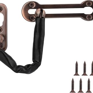 Door Security Chain Lock, Door Chain Stainless Steel Safety Latch Leather Wrapped Chain Anti-Theft for Outdoor Applications Home Hotel Office Privacy Family Home Door - Copper
