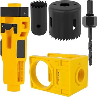 Door Latch Installation Kit Door Latch Mortise Tool with Hole Saw Kit for 1-3/4 or 1-3/8 Thick Wooden Doors Precise Professional Installation(Yellow)