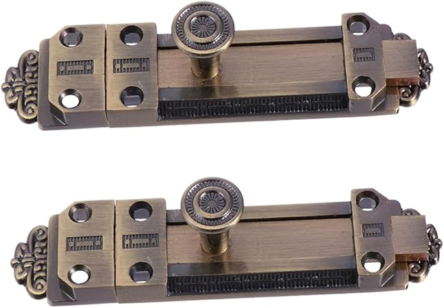 HOMSFOU 2pcs Vintage Sliding Bolt Lock Door Latch Zinc Alloy Security Door Bolts Slide Lock for Wooden Bathroom Gate