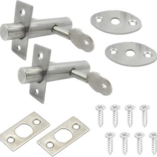 2 Pack Door Bolts Door Bolts for Internal Doors Rack Bolt and Windows Door Lock with Key Door Security Rack Bolt Durable Waterproof Door Mortice Security Rack Bolt