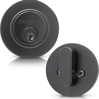 Honeywell Safes & Door Locks Matte Black Single Cylinder Heavy-Duty Deadbolt – ANSI Grade 3 Certified, Anti-Pick, Anti-Bump, Adjustable Latch, Easy DIY Installation - 8112709