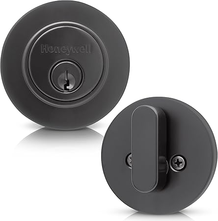 Honeywell Safes & Door Locks Matte Black Single Cylinder Heavy-Duty Deadbolt – ANSI Grade 3 Certified, Anti-Pick, Anti-Bump, Adjustable Latch, Easy DIY Installation - 8112709