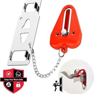 [Upgraded] Portable Door Lock Travel Solid Heavy Duty Perfect for Traveling, AirBNB, Hotel, Home,Apartment,School, Prevent Unauthorized Entry Add Extra Additional Safety and Privacy