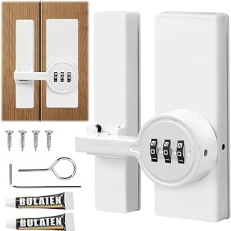 Longzhuo 1Pcs Cabinet Password Hasp Locks,180 Degrees Flip Barn Door Lock,Password Twist Knob Hasp Locks for Barn Doors,Cabinets,Closets, (White)