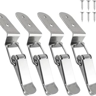 90 Degree Hook Lock Bolt, 304 Stainless Steel Safety Angle Locking Latch, Right Angle Toggle Latch, Angle Toolbox Lock for Door Window Drawer Toolbox Closet Cabinet Case Box