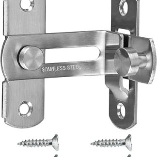 90 Degree Gate Latch, Thicker Gate Lock Stainless Steel Gate Latches, Sliding Door Latch Lock Hardware, Small Gate Bolt Sliding Door Lock for Wooden Gates Fence Barn Door Cabinet Window Closet Bifold