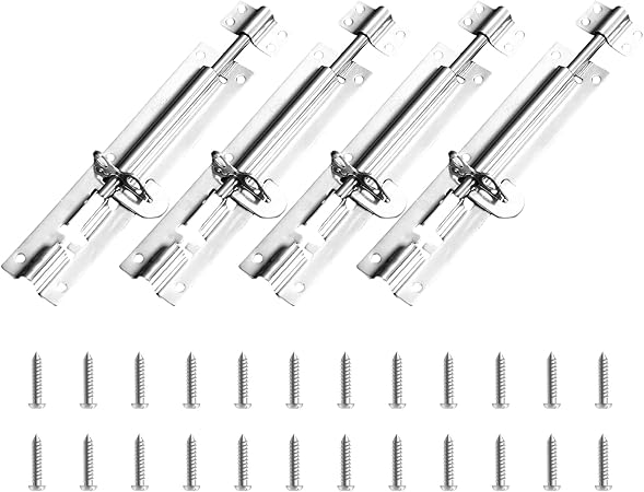 4PCS Brenton Bolt Sliding Door Lock for Bedroom Patio Stainless Steel Positive Potato Door Security 6.69” Heavy Duty Gate Latch Garden Shed Gate Bolts for Yard Garage Gates