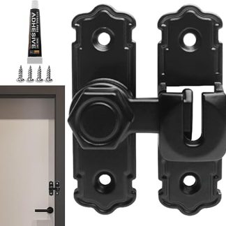 Ruwshuuk Screen Door Latch - No-Drilling Security Door Lock Latch Indoor - Metal Safety Inside Locking Hardware for Bedroom Balcony Kitchen Backyard Barn Apartment School College Dorm