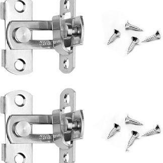 2Pcs Stainless Steel Right Door Bolt Lock Right Angle Buckle Safety Sliding 90 Degree Door Bolt Lock Screws Flip Door Sliding Latch for Doors