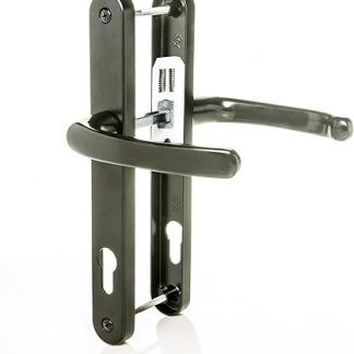 TSS UPVC Door Handle Set in Anthracite Grey, 92mm PZ (Centres), Lever/Lever, Screw to Screw 215mm with Backplate 246mm x 32mm - Grey Replacement PVC Door Handle