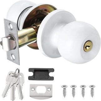 sourcing map Privacy Door Knob, Round Shape Door Knobs, for Bedroom and Bathroom Interior/Exterior