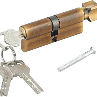 70mm Euro Cylinder Lock with 3 Keys, Aluminum Alloy Anti-Theft Door Lock Cylinder for Home Security and Entry Doors(Yellow Bronze)