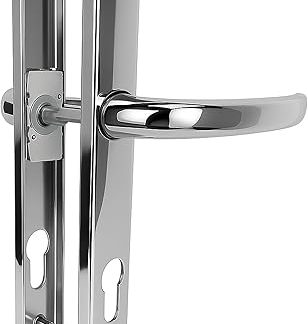 UPVC Door Handle, Die-Cast Zinc, Chrome/Satin Chrome/Gold/Black/Anthracite Grey, 215mm, Sprung Lever, 92PZ, for UPVC/Composite/Patio/French Doors (Chrome)