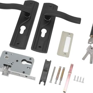 Bedroom Door Lock Set, Universal Black Door Handle Lock Key Set Thickened Handle for Living Room