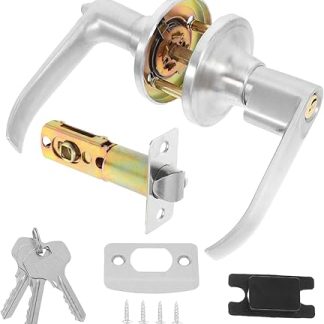 Veemoon Commercial Bathroom Door Handle with Indicator Lock Silver Restroom Lock for Public Facilities Easy Installation for Door Frames Elegant Modern Design