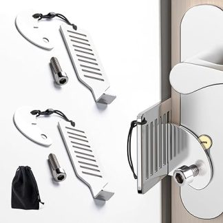 2 Pack Portable Hotel Security Door Lock Without Drilling, Stainless Steel Travel Safety Door Locks and Storage Bag for Home Hotel Apartment School