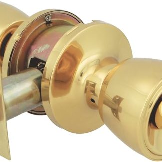 Amig Mod. 602 – Set of Knobs | Polished Brass | 18.5 x 8 cm | Includes Door Bolt | Private Function | External Emergency Device and Internal Lock | Door from 35-45 mm