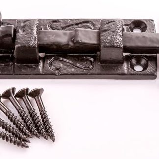 75mm Antique Style Door Bolt - Black Cast Iron Sliding Lock/Latch
