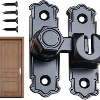 90 Degree Door Lock - Barn Door Lock | Rust-Proof Heavy-Duty Attachments Hasp for Closet RV Entry Points Garage Bathroom Privacy Fence Gates Pantry