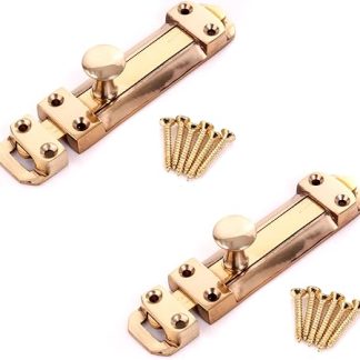 2X Heavy Duty 4/100mm Solid Brass Slide Door Bolts - Dead Lock Security Catches/Latches