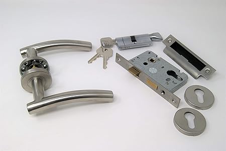 Arched Handle Pack (Internal Cylinder & Turn Lockset), FOR 45MM FIRE DOORS