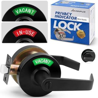 ANNFUZ Vacant Occupied Bathroom Door Handle Lock,Privacy Lever with Large Indicator,in-Use or Vacancy Indication Occupied Deadbolt,Commercial Door Handle Lock for Public Restrooms(Matte Black)