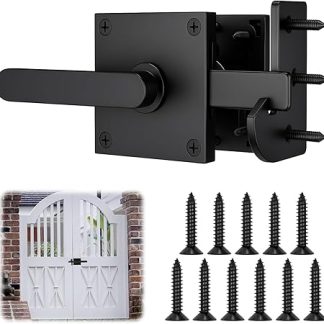 Double Side Wooden Fence Latch, Heavy Duty Aluminum Gate Latch - Rust-Proof and Waterproof, Double-Sided Handle for Easy Operation, Suitable for Various Applications, Garden, Driveway, and Pool Gates