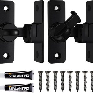2 Pcs Black Sliding Door Latch Locks, 90/180 Degree flip Sliding Door Lock, Security Small Gate Latch, Thickened Anti-Rust Garden Gate Locks for Barn, Garden, Bathroom,Outdoor, Garage,Window