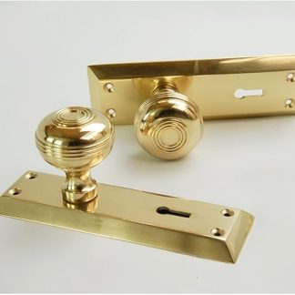 UNDERGROUND PARTS Bellport New York Solid Brass Polished Round Knobs Mortice Door Handles on Lock Backplate
