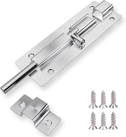 WedDecor 3inches Silver Heavy-Duty Stainless Steel Slide Bolt Lock – Pack of 1 | Secure Doors, Gates, Sheds & Garages | Rust-Resistant Latch with Screws for Easy Installation for Home & Outdoor