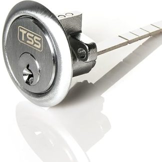 UK Security Supplies, Replacement Locking Rim Cylinder Lock, Supplied with 3 Keys. Lock Barrel and Keys Set for Nightlatch Lock / Rim Locks. (Satin Nickel), 80 x 32 x 32