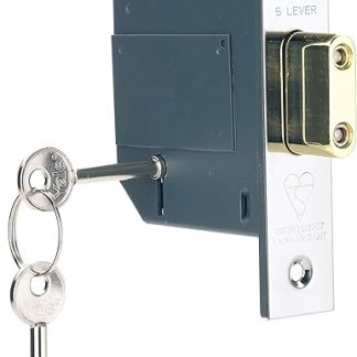 Yale B-BSDL-2.5-CH British Standard 5 Lever Mortice Deadlock, Boxed, Suitable for External Doors, Chrome Finish, 2.5 Inch/64 mm