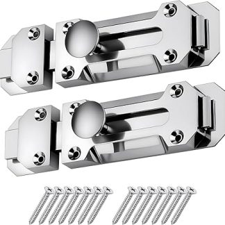 2 Pack Polished Chrome Sliding Door Bolts,150mm(6) Surface Mounted Sliding Door Lock for Securing Internal Doors Bedrooms Bathrooms Cupboards Silver Secure Slide Latches for Multi Purpose Use