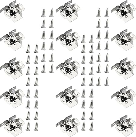 15set Door Close Latches Double Roller Cabinet Lock Latches Damper Buffer Clasp Latches for Wardrobe Cupboard Furniture Furniture Catches