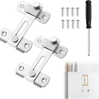 180° 4 Inch Silver Gate Latch for Wooden Gates 2PCS Sliding Bolt Lock Stainless Steel Door Latch Internal Door Bolt Lock for Garage Barn Cabinet Bedroom Bathroom Garden