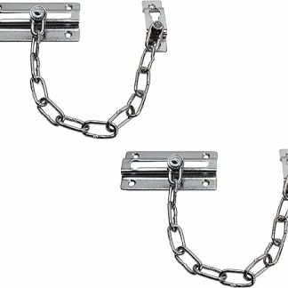 SUL Door Chain, Heavy Duty Front Door Chain with Lock Anti-Theft Chain Door Lock, Chrome Plated Slide Chain Restrictor Latch, Safety Door Chain Lock for UPVC Door Wooden Door with Screws (2 PK)