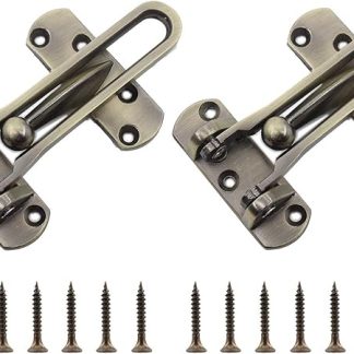 2 PCS Swing Bar Door Lock,ULIFESTAR Top Lock for Front Door Stainless Steel Door Latch Door Bolt,Barn Door Lock Shed Lock Fence Door Lock Hardware with Installation Screws Antique Bronze