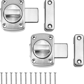 2 Pcs Door Lock, Door Latches for Internal Door, Bathroom Door Lock, Outdoor Bedroom Front Door Rotating Bolt Lock, Suitable for Various Bathroom Cabinet Doors (Silver)