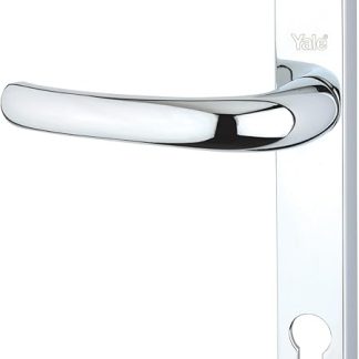Yale P-YH1LL-PC Long Backplate Door Handle, Standard Security, 92mm centre, 215mm fixing holes distance, for PVCu, Composite and Wooden doors, Chrome Finish, Visi Packed
