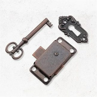 Antique Iron Drawer Jewelry Wooden Box Door Lock Key Furniture Hardware Dual Color Optional 1Pcs(B)