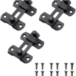 3 Packs Barn Door Lock, Stainless Steel Gate Flip Latch, Antique French Door Lock Hardware for Sliding Cabinet Fence Inside Bi-Fold Closet Bathroom Security (Black)