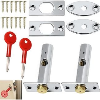 1 Set Mortice Door Bolt with Star Key, Stainless Steel Rack Bolt Security Lock with Screws, Anti-Theft Mortice Lock for Doors and Windows, Durable Concealed Door Bolt with Receiver Plate