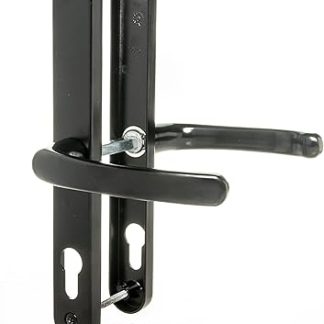 UPVC Door Handles Set Suits Fullex Locks - Black - Lever/Lever - 68mm PZ (Centres) - 215mm Screw to Screw - Backplate 245mm X 32mm - UPVC Door Handle - Black Replacement PVC Door Handle