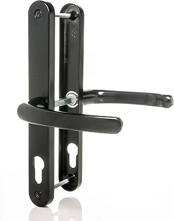 UPVC Door Handles Set Suits Fullex Locks - Black - Lever/Lever - 68mm PZ (Centres) - 215mm Screw to Screw - Backplate 245mm X 32mm - UPVC Door Handle - Black Replacement PVC Door Handle