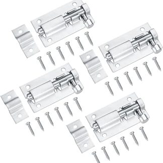 4 Pcs Door Bolt Lock Latch, 3 Inch Stainless Steel Heavy Duty Barrel Sliding Latch Lock, Strong Door Security Bolts with Screws for Shed Doors, Gates, Outhouse Doors, Bathroom(76 mm, Silver)
