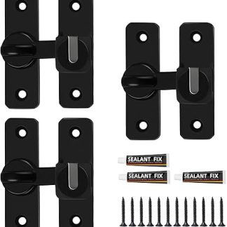 3 Pcs Sliding Door Lock, 90/180 Degree Door Lock (Black)